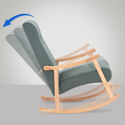 Sillón mecedora de terciopelo Saltillo natural/verde